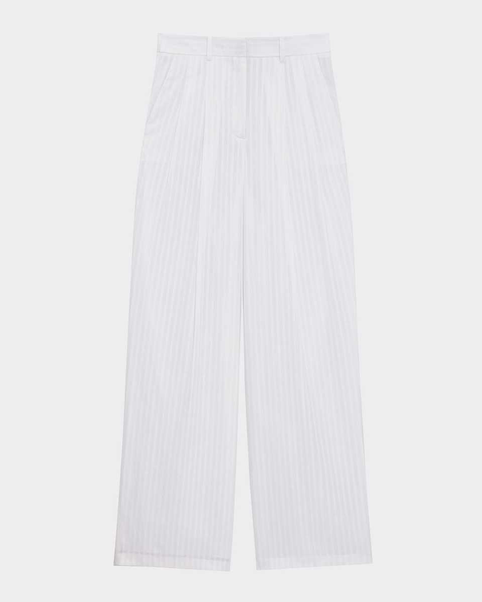 Pinstripe Double-Pleated Pants